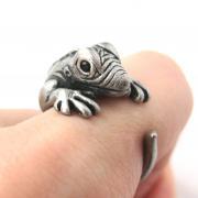Iguana Chameleon Animal Wrap Ring in Silver Sizes 5 - 9 US Realistic and Cute!