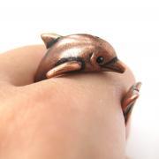 3D Dolphin Sea Animal Wrap Around Ring in Copper Size 5 - 10 Realistic and Cute!