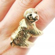 Large Sloth Shaped Animal Hug Wrap Ring in Shiny Gold - US Sizes 4 to 9
