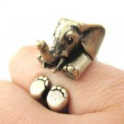 3D Baby Elephant Animal Wrap Around Ring in Bronze | Size 5 to 8.5