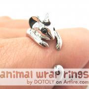 Realistic Mouse Animal Wrap Around Hug Ring in SHINY Silver - Sizes 4 to 8.5
