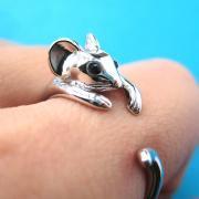 Realistic Mouse Animal Wrap Around Hug Ring in SHINY Silver - Sizes 4 to 8.5  