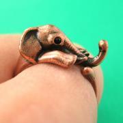 Realistic Elephant Animal Wrap Around Hug Ring in Copper Sizes 4 to 13