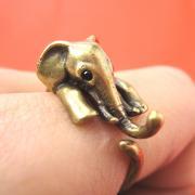 Realistic Elephant Animal Wrap Around Hug Ring in Brass Sizes 4 to 13