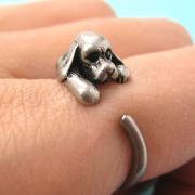 Cocker Spaniel Puppy Dog Animal Wrap Around Ring in Silver Sizes 4 - 9