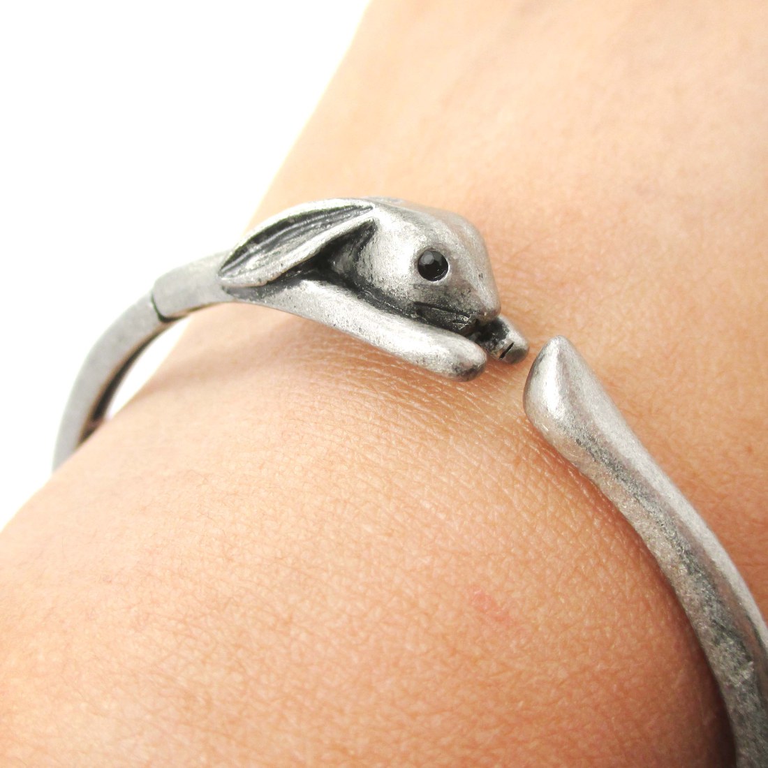 Baby Bunny Rabbit Animal Wrap Around Bangle Bracelet In Silver Baby Bunny Rabbit Animal Wrap Around Bangle Bracelet In Silver Jewelry